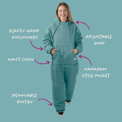 Selk'bag SWYTCH Lite water-repellent shell protecting warmth during evening camping.