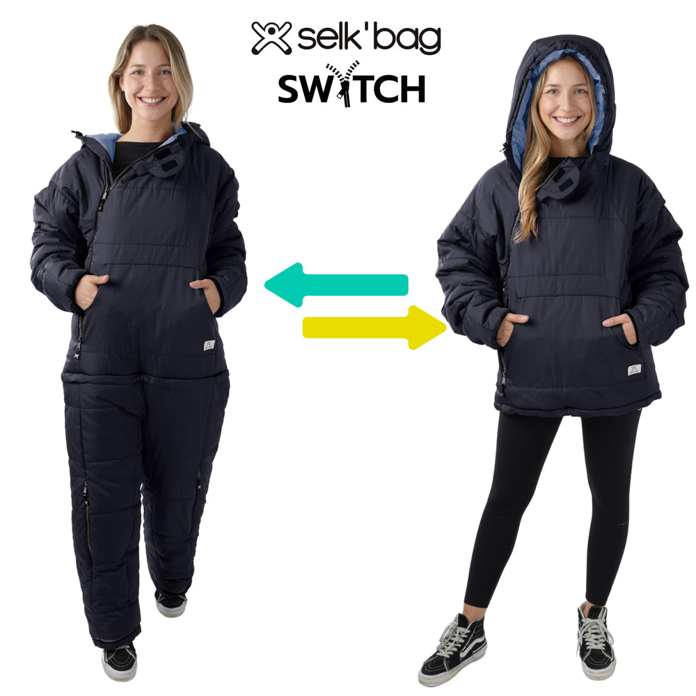 Selk'bag SWYTCH Original mid-body zipper in action enabling easy conversion.