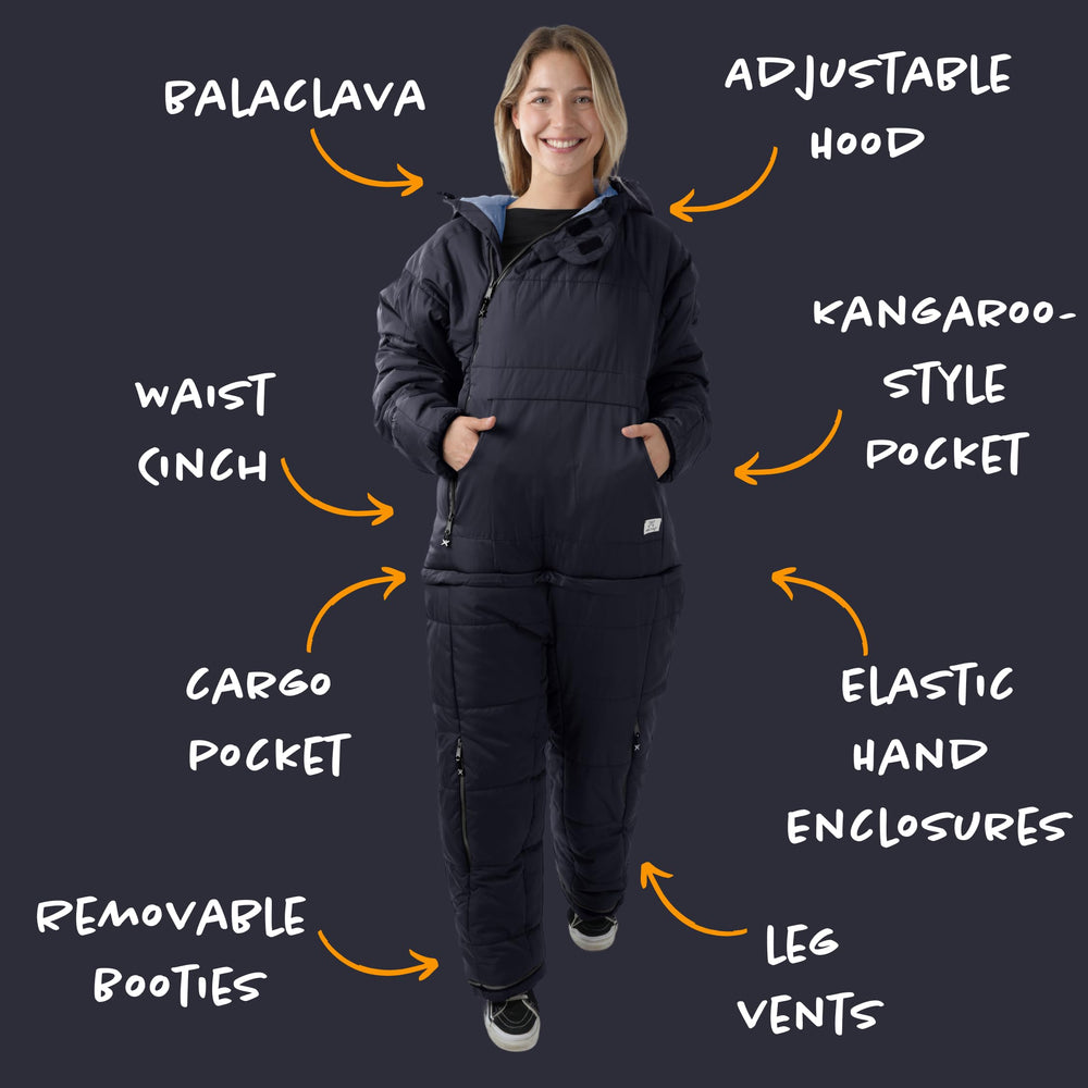 Selk'bag SWYTCH Original water-repellent shell protects outdoors.