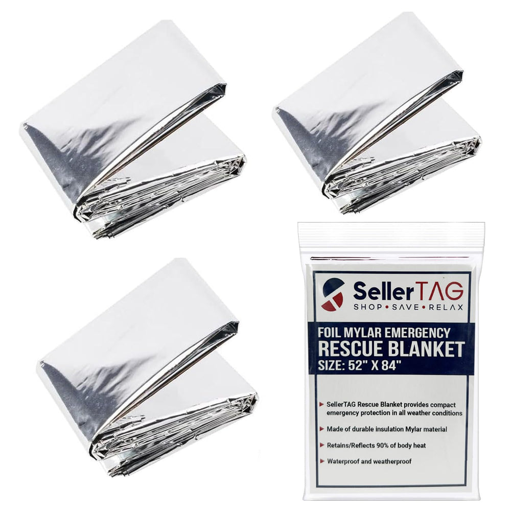Sellertag Emergency Foil Blanket 52x84 folded neatly for quick access and warmth