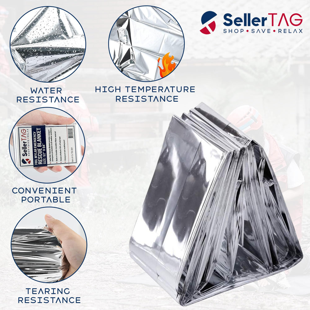 Sellertag space blanket used for homeless care highlights portable warmth and dry shelter