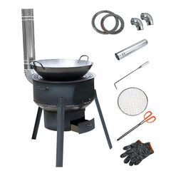 SelWatty coal wood stove with detachable legs for quick setup.