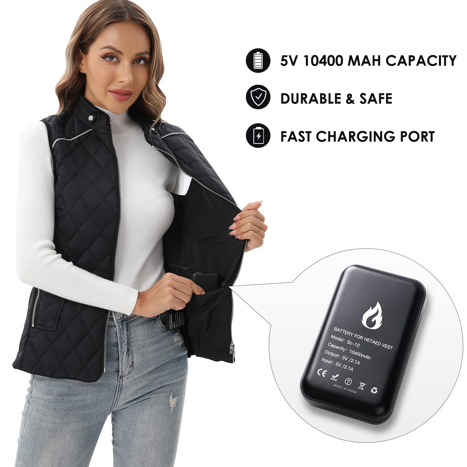 SEMANJLL heated vest lightweight design keeps wear comfortable under layers.