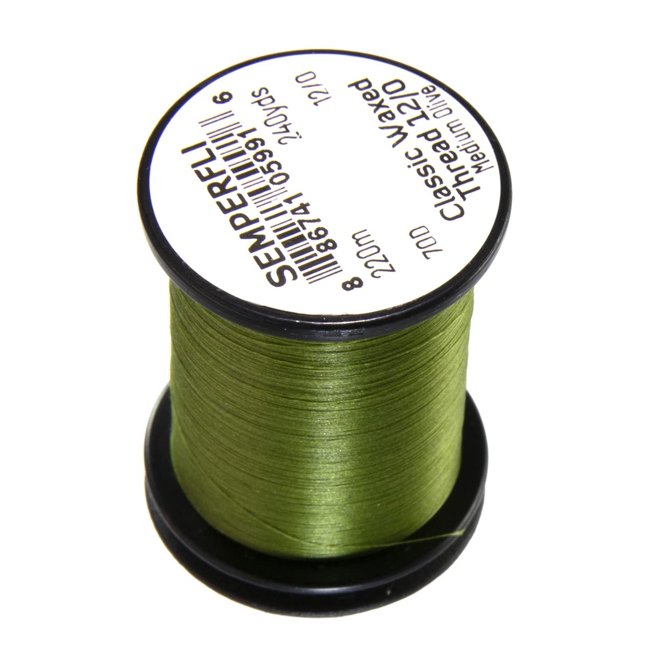 Semperfli Classic Waxed Thread 12/0 olive close-up for secure wraps