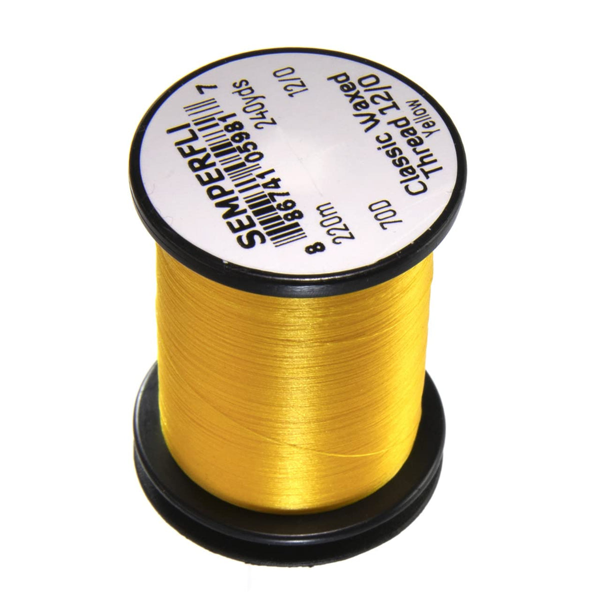 Semperfli Classic Waxed Thread 12/0 yellow spool for strong fly tying.