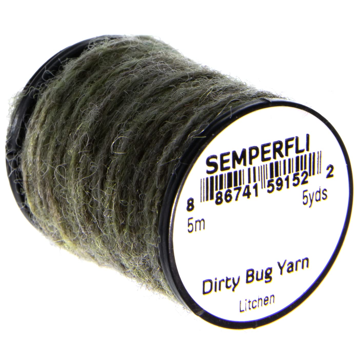 Semperfli Dirty Bug Yarn Litchen close-up for natural-looking insects.