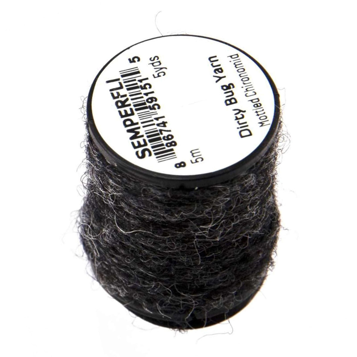Semperfli Dirty Bug Yarn Mottled Chironomid shown on a rope for versatile dubbing and realism.