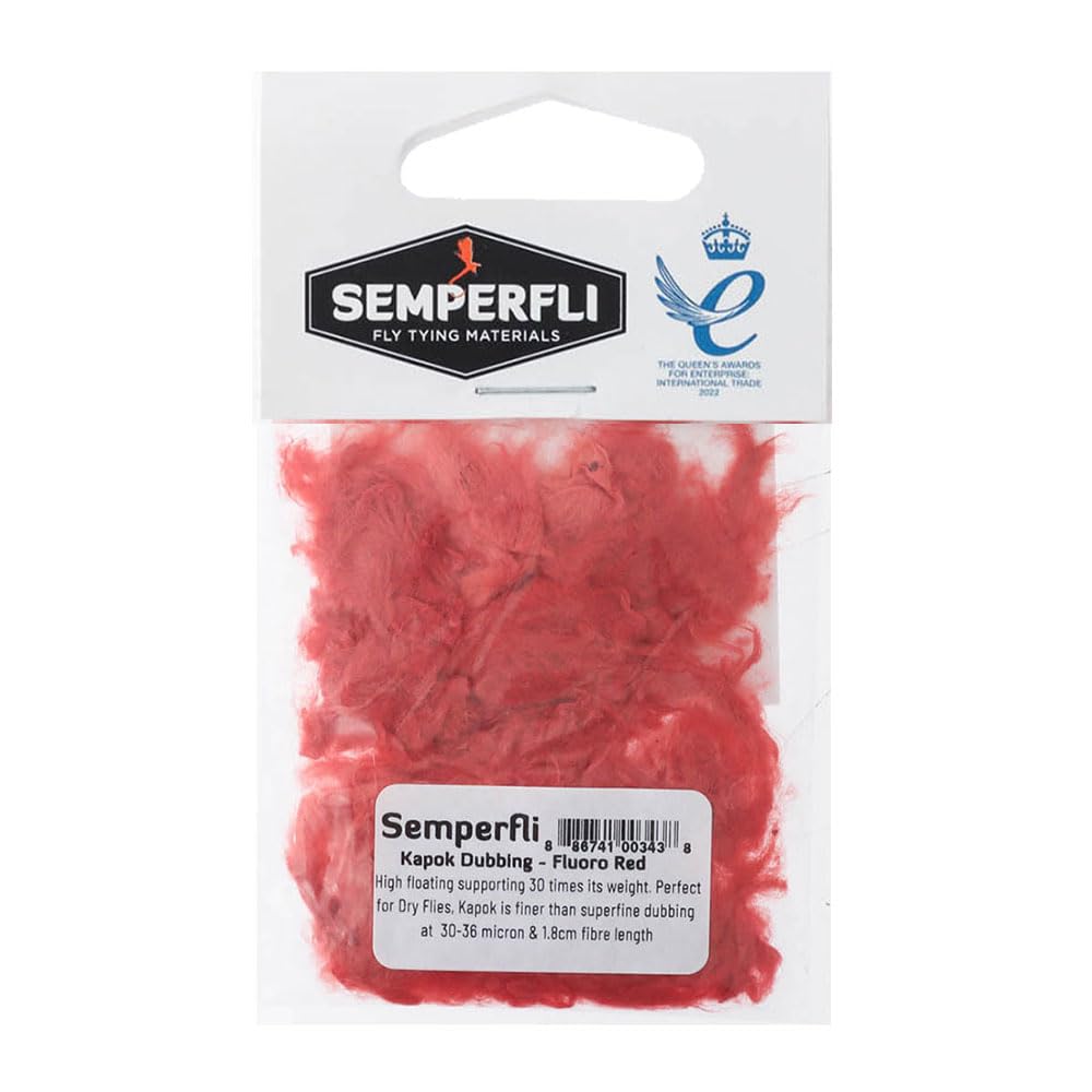 Semperfli Kapok Dubbing Fl Red close-up, ultra-thin, buoyant fibers for better fly float