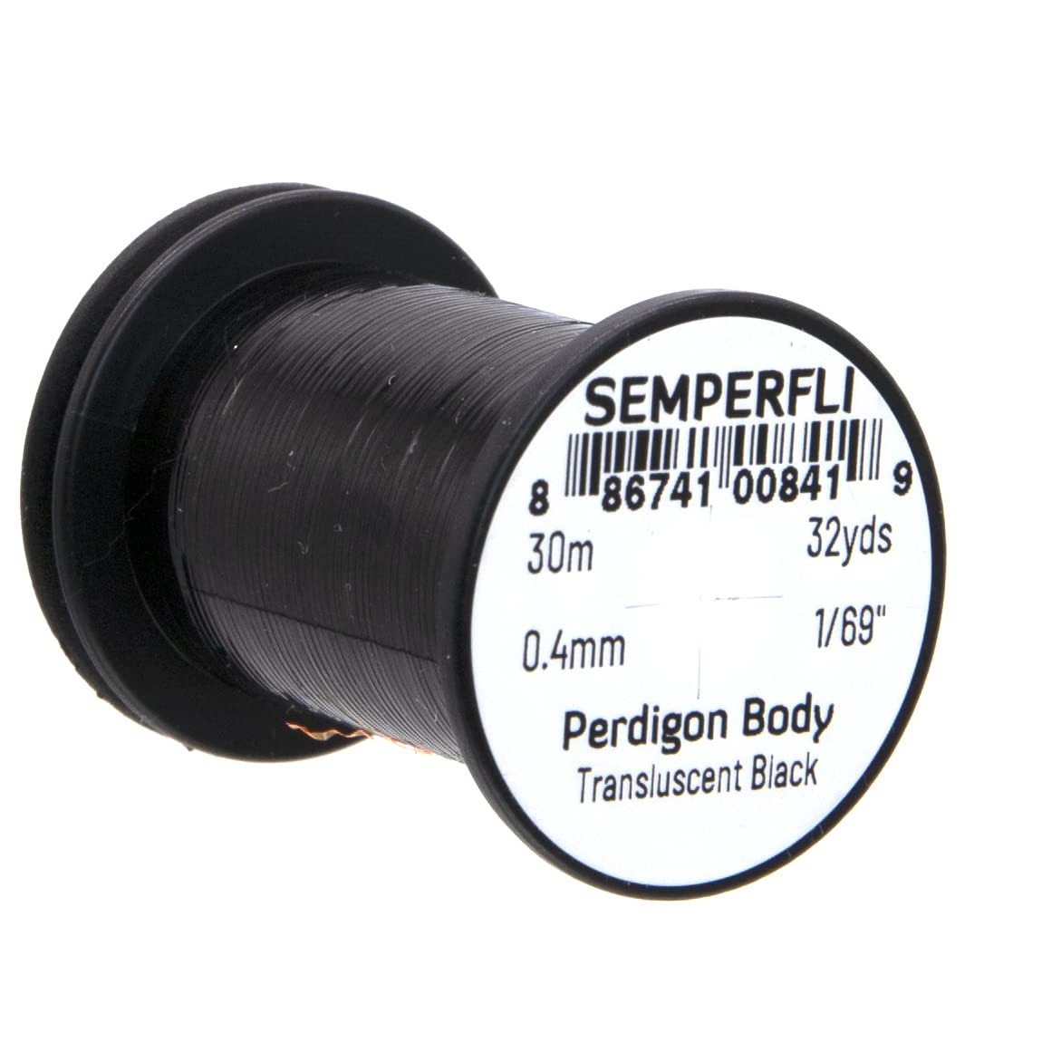 Semperfli Perdigon Body Black spool, ideal for precise, durable perdigon fly construction.