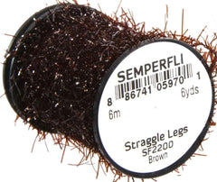 Semperfli Straggle Legs Brown core detail showing ultra-fine fritz and dual micro cores.
