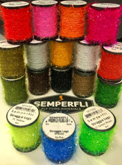 Semperfli Straggle Legs Litchen crinkled strands close-up, durable color options for attractor patterns
