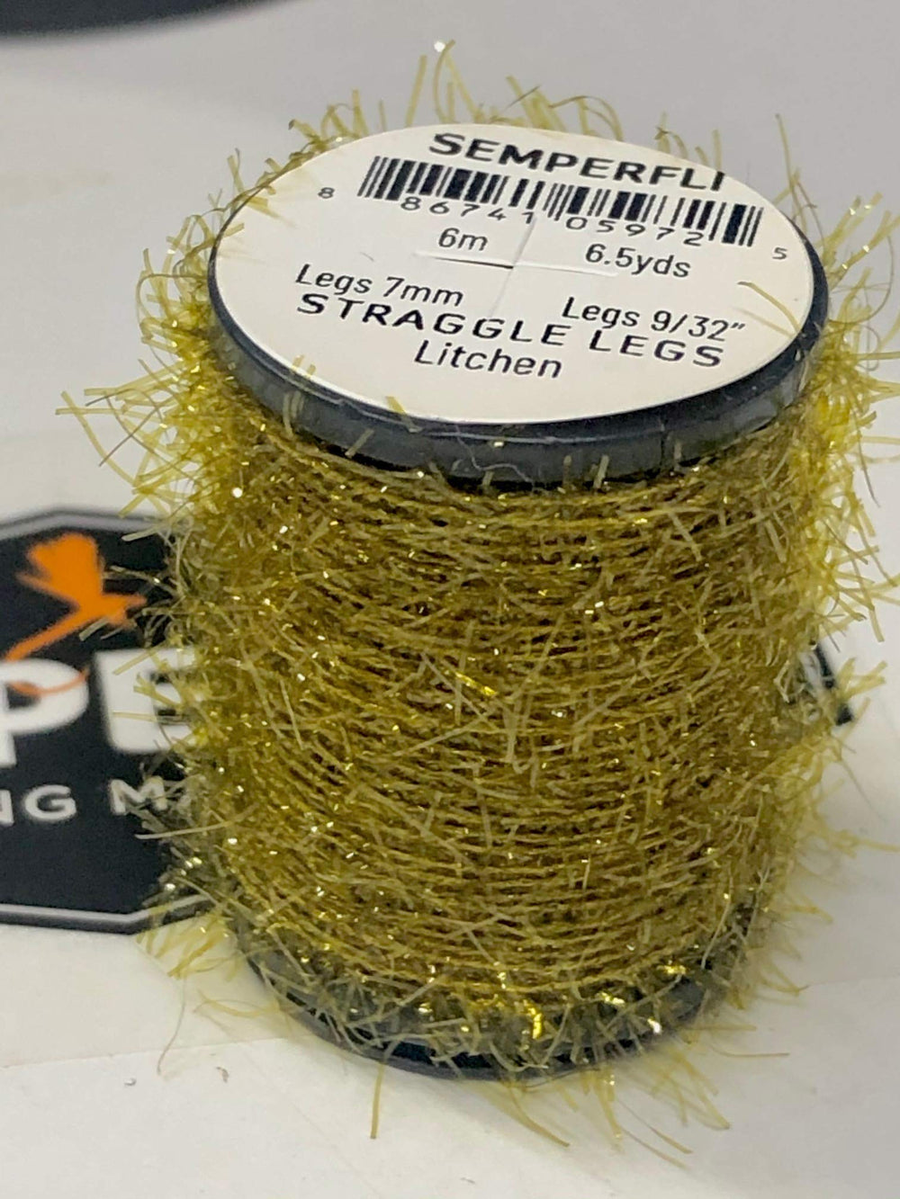 Semperfli Straggle Legs Litchen core fritz close-up, ideal for lifelike hackle legs in patterns