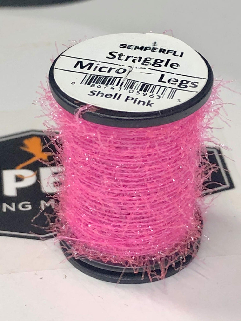 Semperfli Straggle Legs Shell Pink core fritz enables precise leg segments on flies.