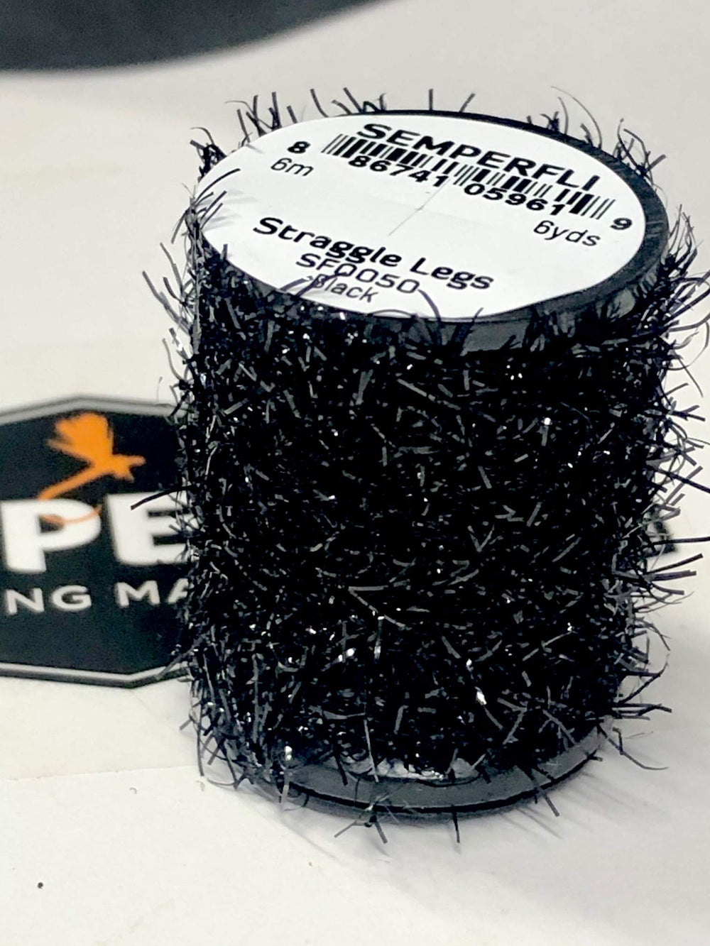 Semperfli Straggle Legs close-up of ultra-fine fritz core, ideal for leg and hackle applications.