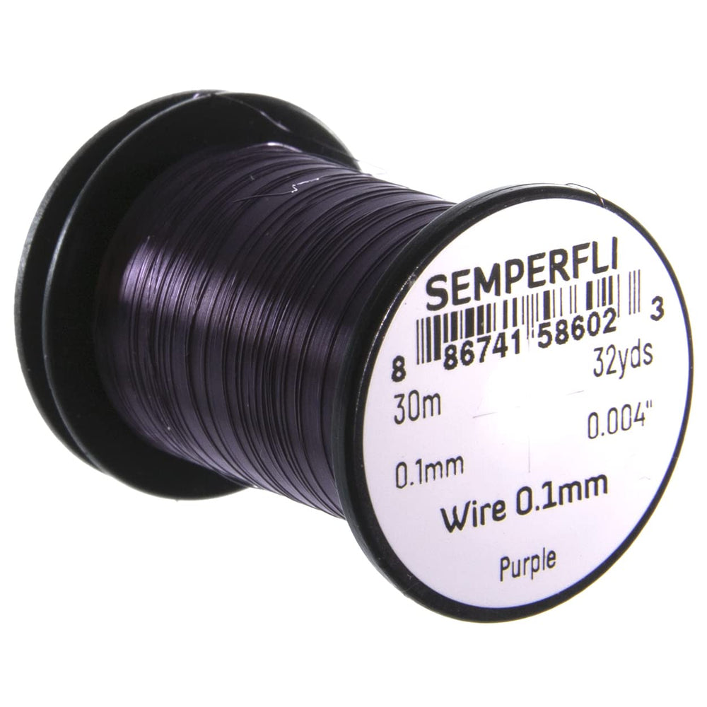 Semperfli tying wire 0.1mm dark purple for precise wraps and durable patterns.