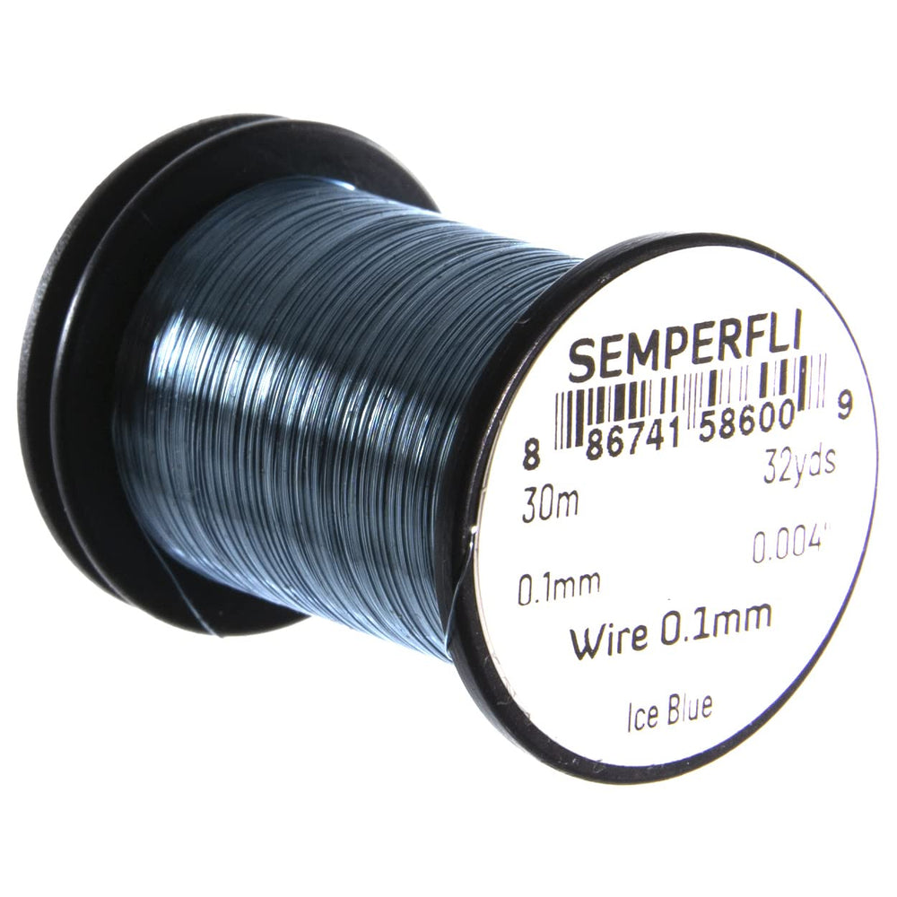 Semperfli tying wire 0.1mm ice blue for precise ribbing on mayfly and other fly patterns