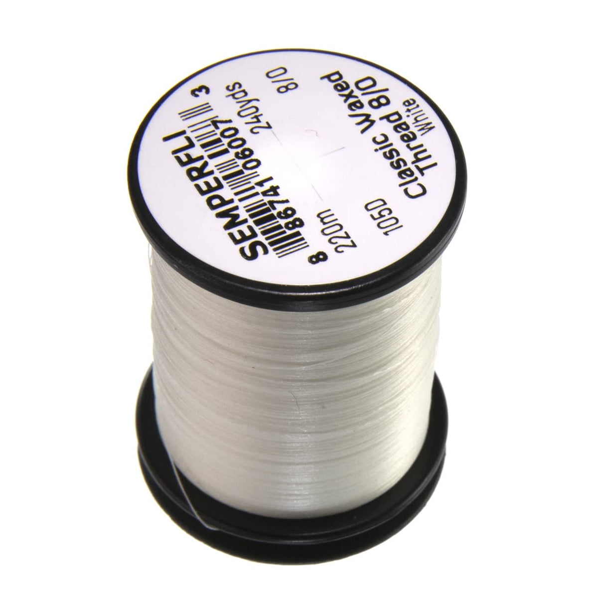 Semperfli waxed polyester thread closeup showing smooth fibers for reliable fly tying.