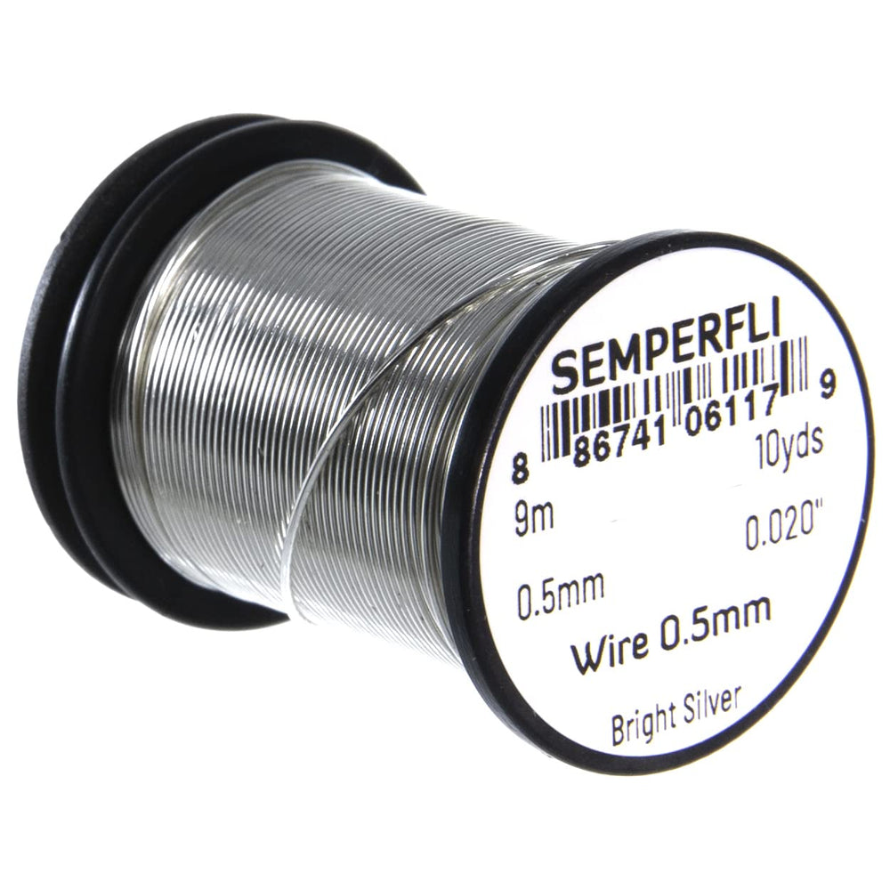 Semperfli 0.5mm bright silver wire on spool for smooth, tangle-free tying.
