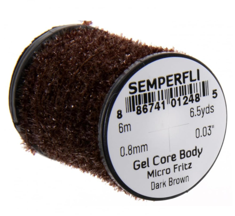Semperfli Gel Core Micro Fritz spool for small fly bodies with fray resistance.