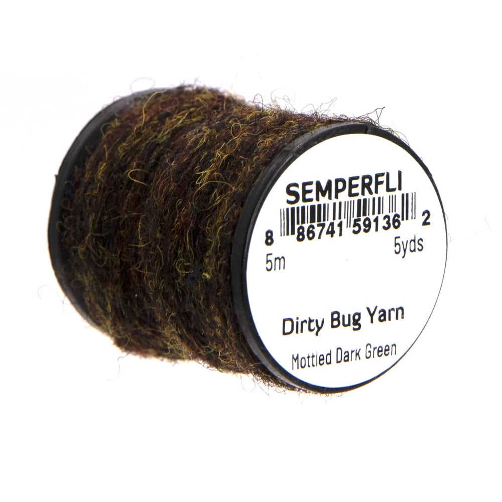 Semperfli Dirty Bug Yarn closeup shows natural synthetic blend for consistent dubbing color and floatant readiness.