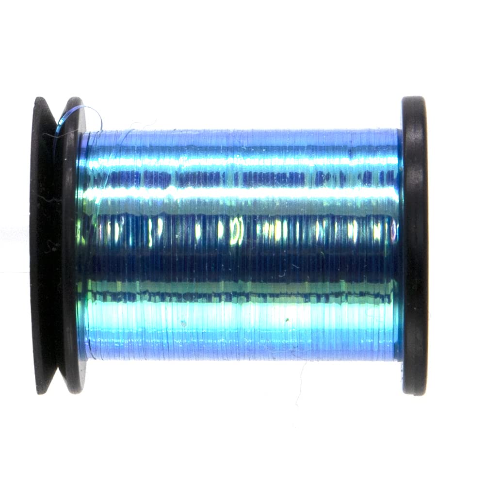 Semperfli Perdigon Body close-up in blue iridescent shade for elegant fly tying.
