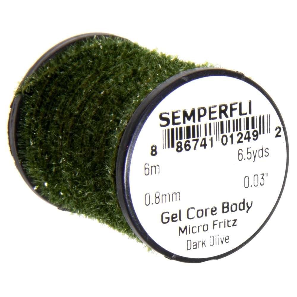 Semperfli Micro Fritz Gel Core tiny body close-up, showcasing durable core that prevents feather fray.