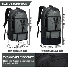 SEMSTY expandable hiking backpack side view shows secure side buckles and organized compartments for gear
