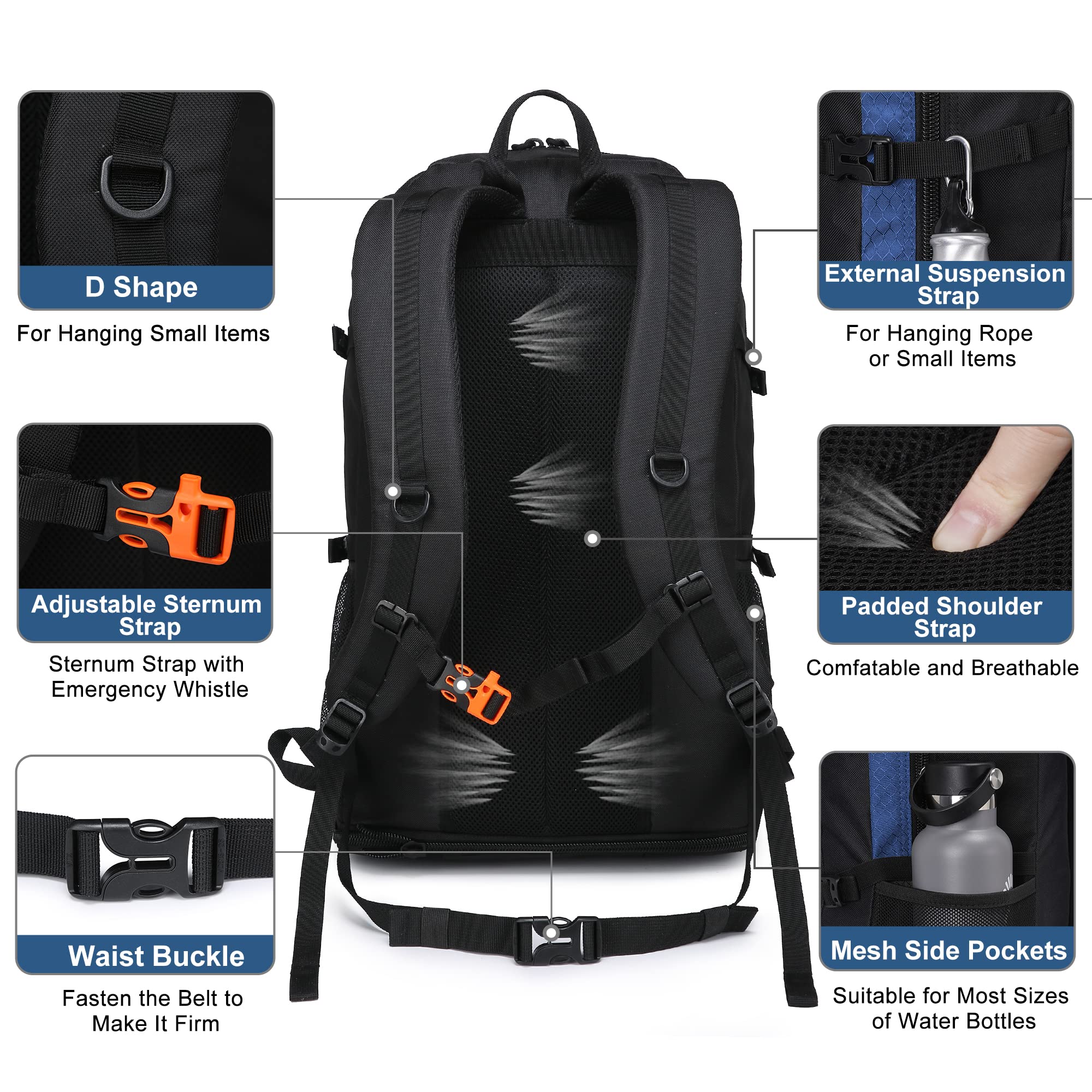 SEMSTY hiking backpack ergonomic back support promotes comfortable hikes.