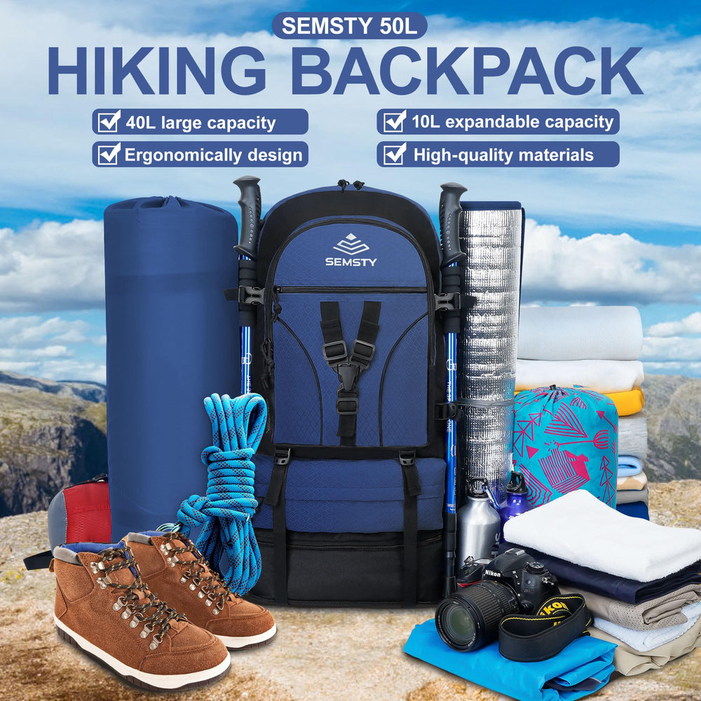 SEMSTY hiking backpack durable tear polyester fabric resists wear.