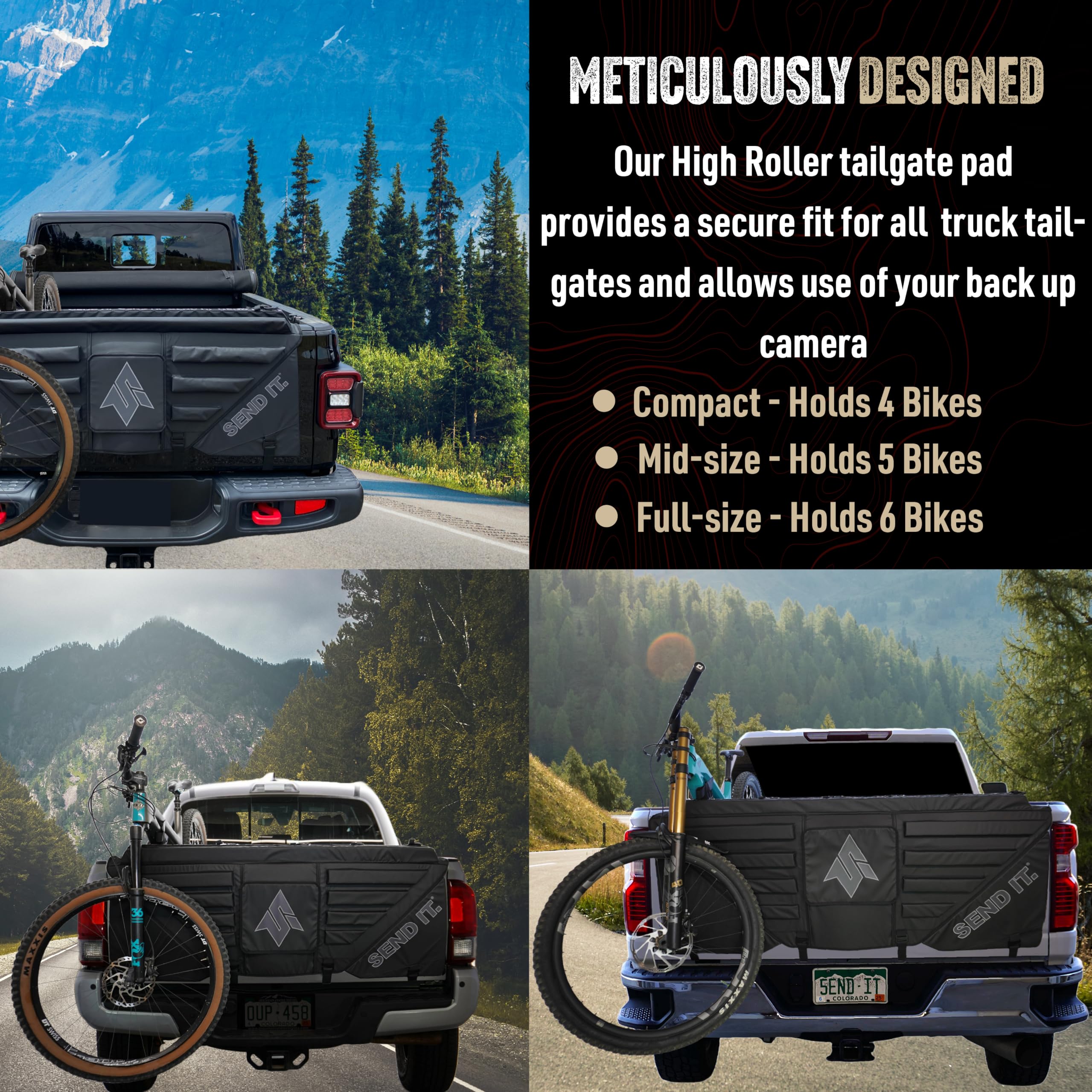Long tri-glide straps secure small and large downtubes, including e-bikes.