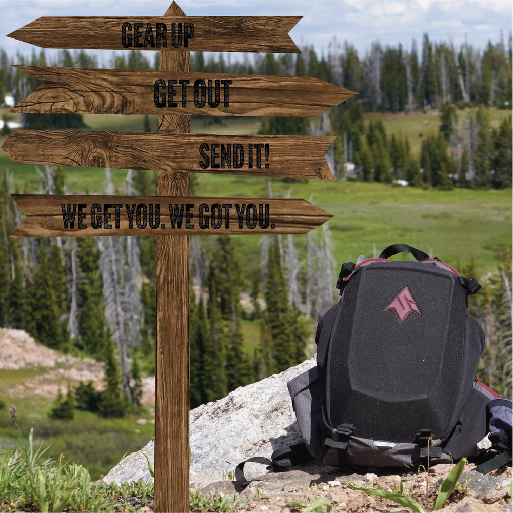 Send It Hydration Backpack Maroon magnetic side access for easy grab
