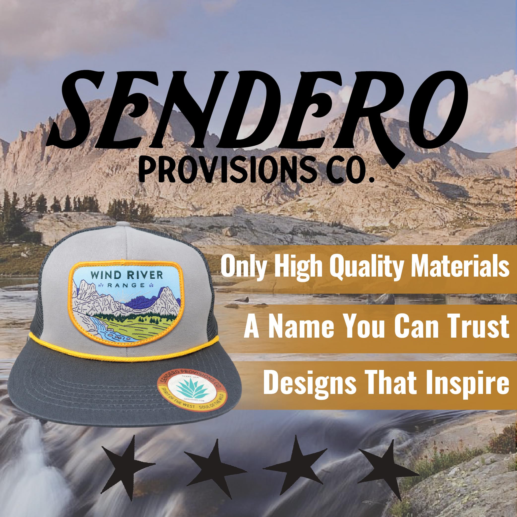Sendero Provisions Co Wind River Range 6-panel construction for lasting shape