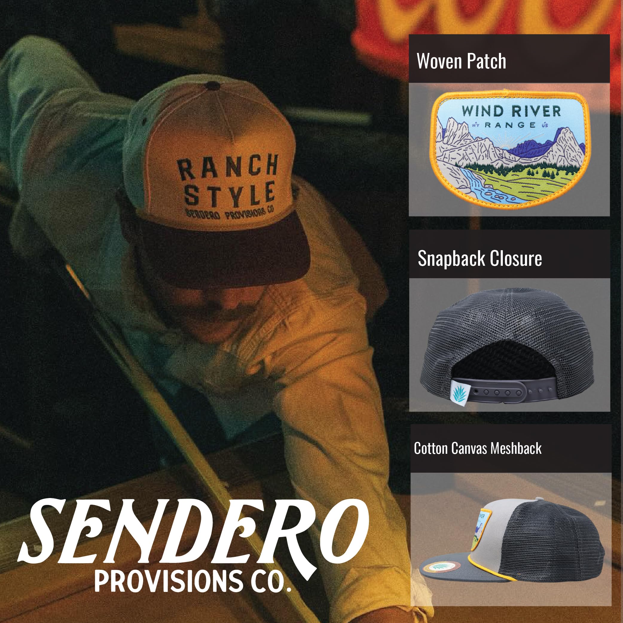 Sendero Provisions Co Wind River Range hat mesh back for breathable comfort