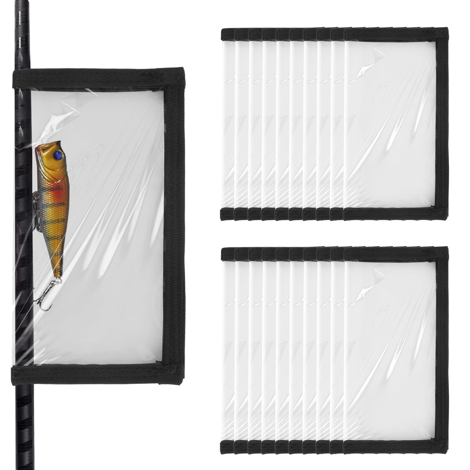 SENENQU 20-pack fishing lure wraps in clear PVC