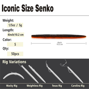 Bulk 50 piece Senko Worm kit for bass