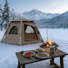 SENLEETO inflatable tent with pump for quick setup.