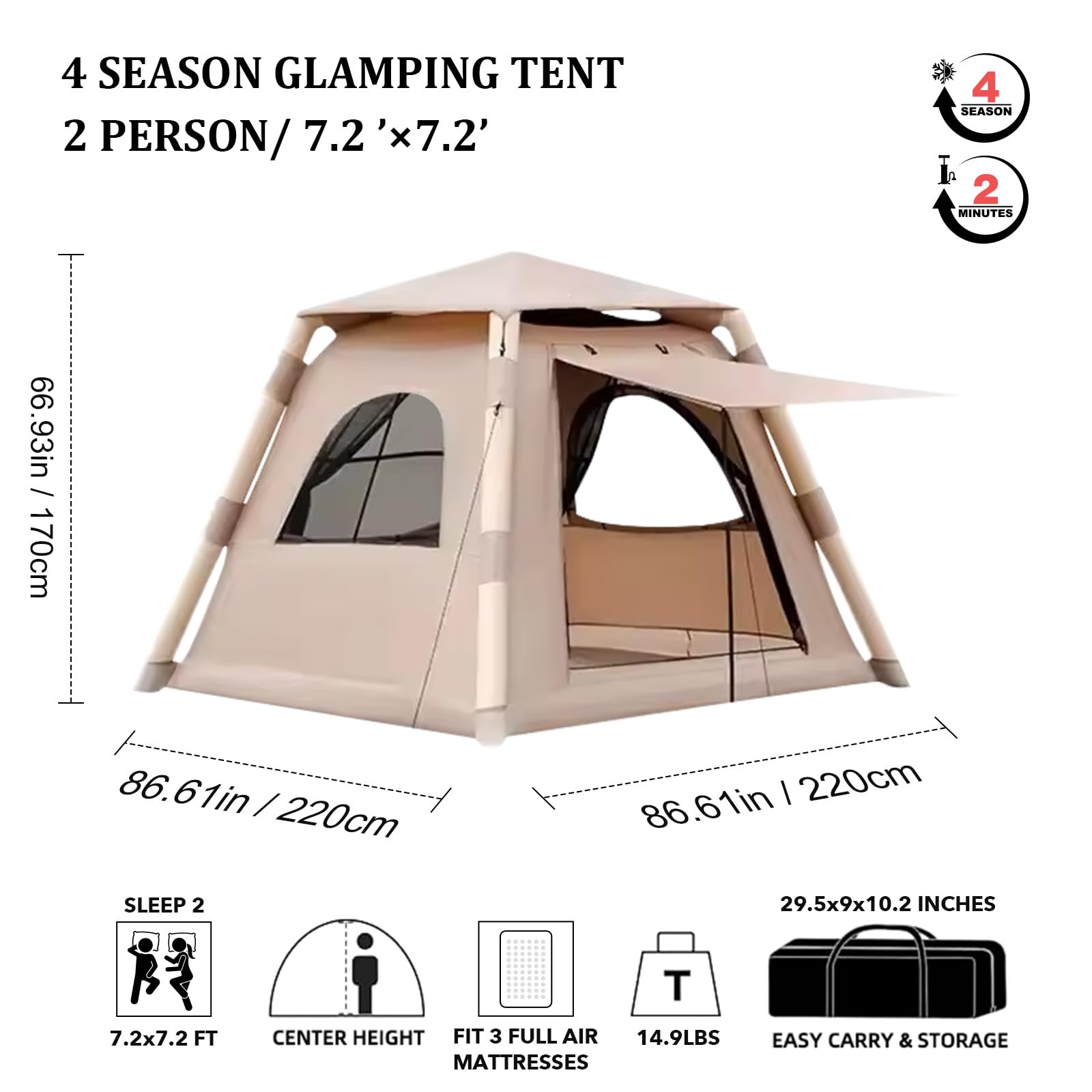 Compact, space-saving SENLEETO tent for easy transport.