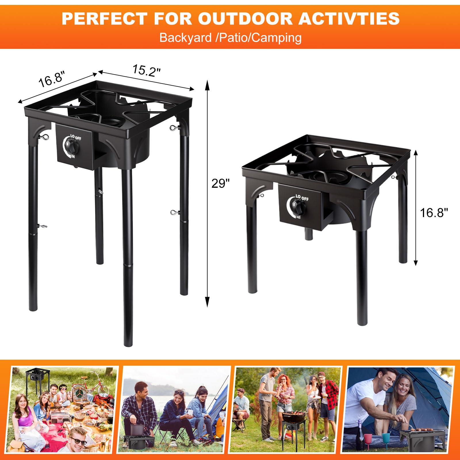 Senrob 2-burner stove cooking action with independent flames