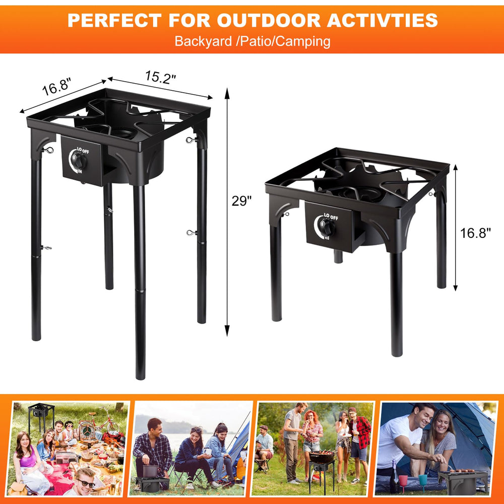 Senrob 2-burner stove cooking action with independent flames