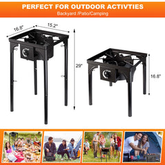 Senrob 2-burner stove cooking action with independent flames
