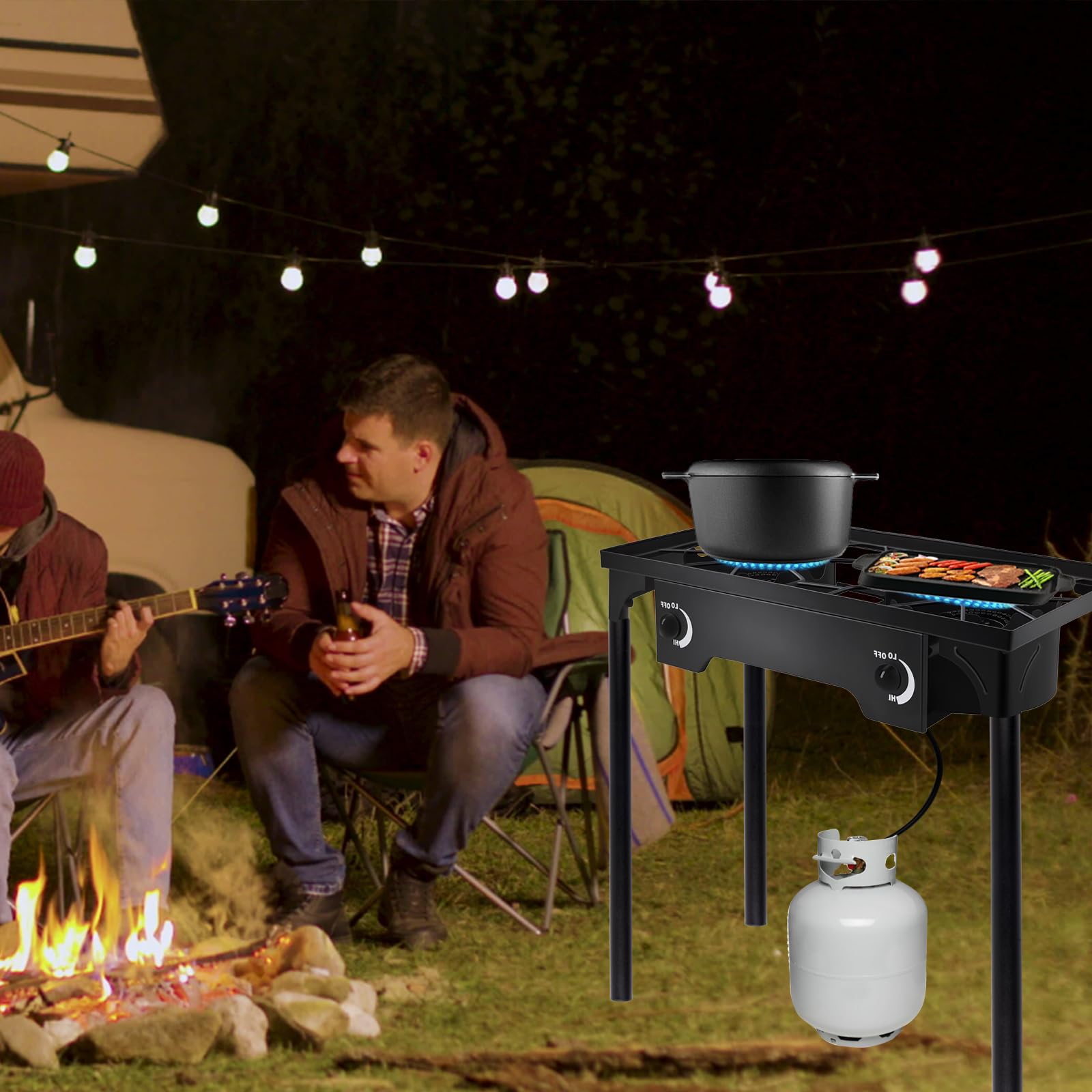 Senrob backyard camping stove setup for easy outdoor cooking.