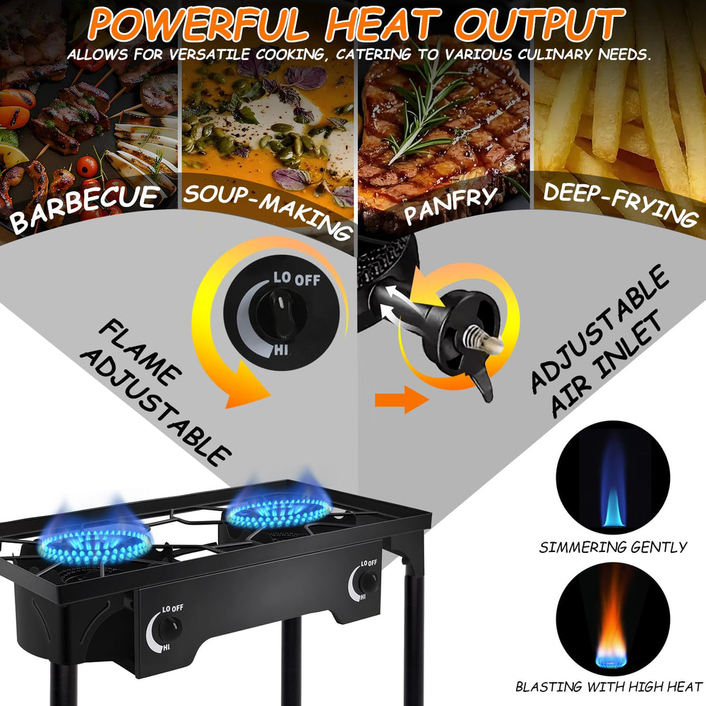 Senrob independent burner control knobs for precise heat management.