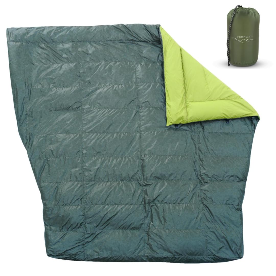 SENSORY4U two-person double-wide quilt folded for ultra-light backpacking portability