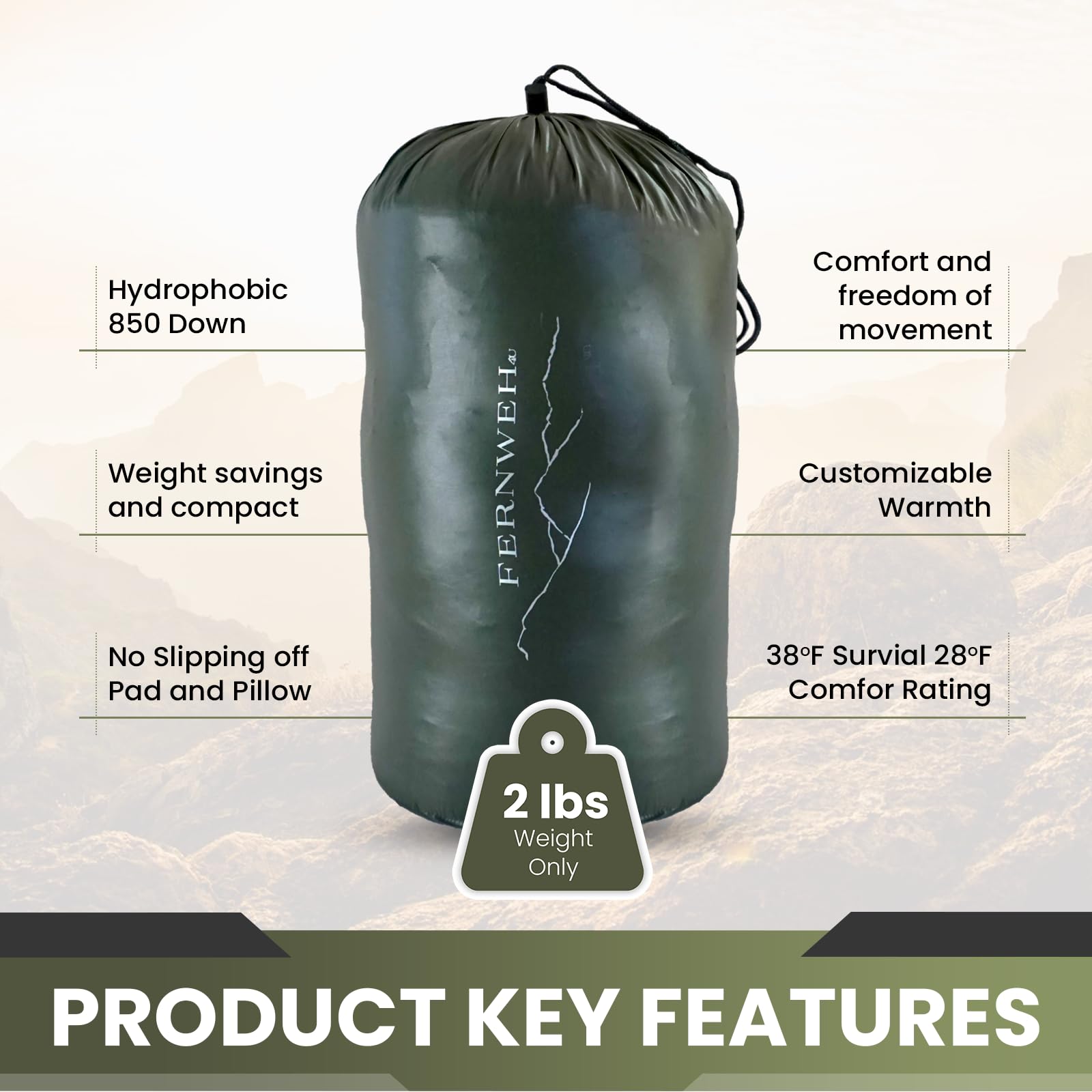 SENSORY4U 850-down fill close-up shows warmth-to-weight efficiency for backpacking.