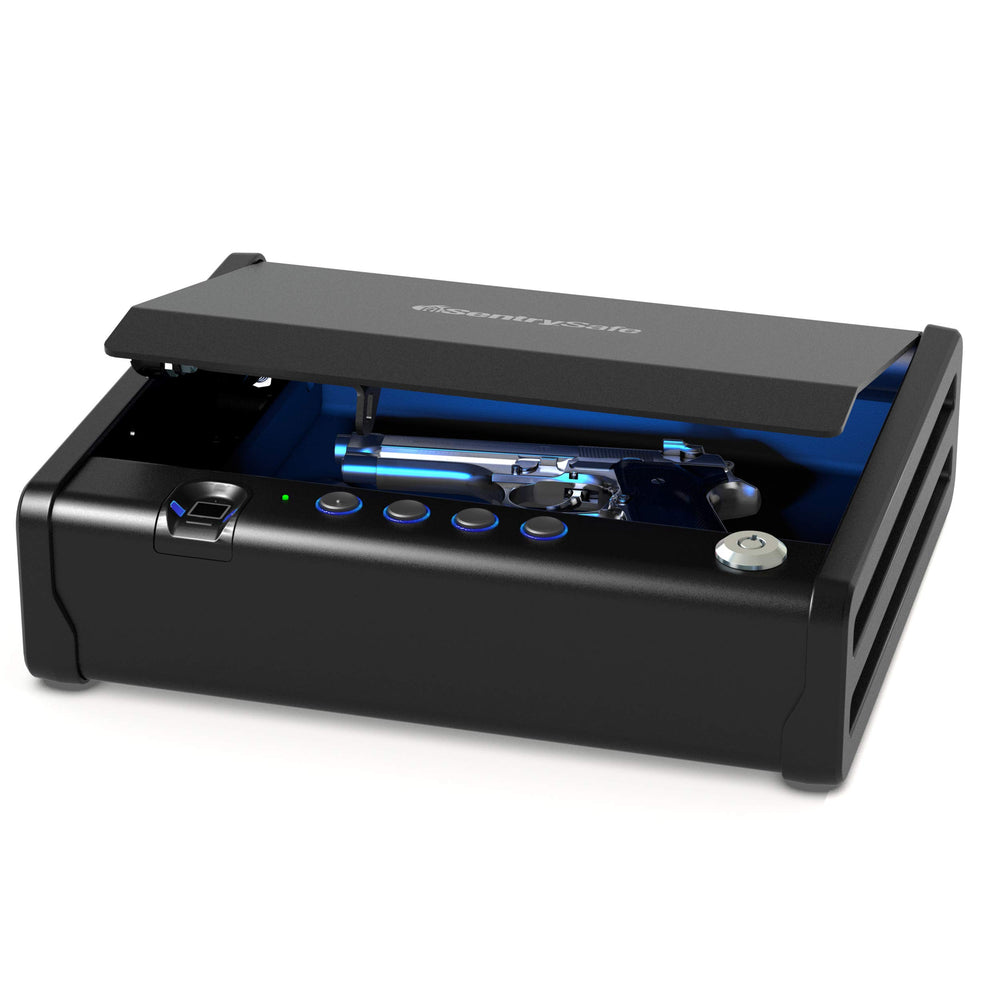 Front view of SentrySafe QAP1BLX biometric gun safe