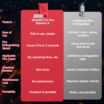 SERABETTO fire blanket fiberglass closeup shows heat resistance material