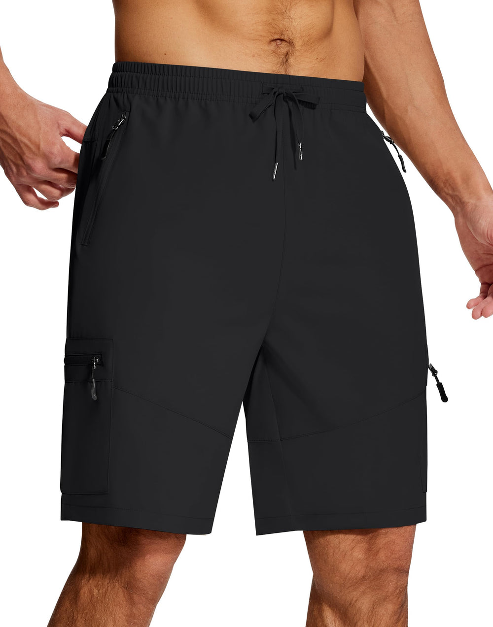 SERAMY men's hiking shorts fabric close-up highlighting lightweight quick-dry performance.