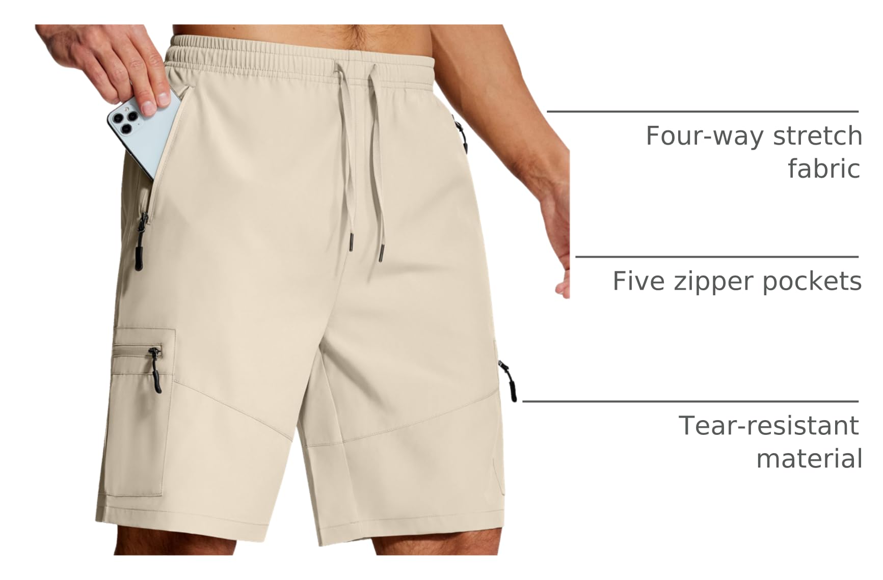 SERAMY men's hiking shorts UPF 50+ sun protection for daytime outdoor activities