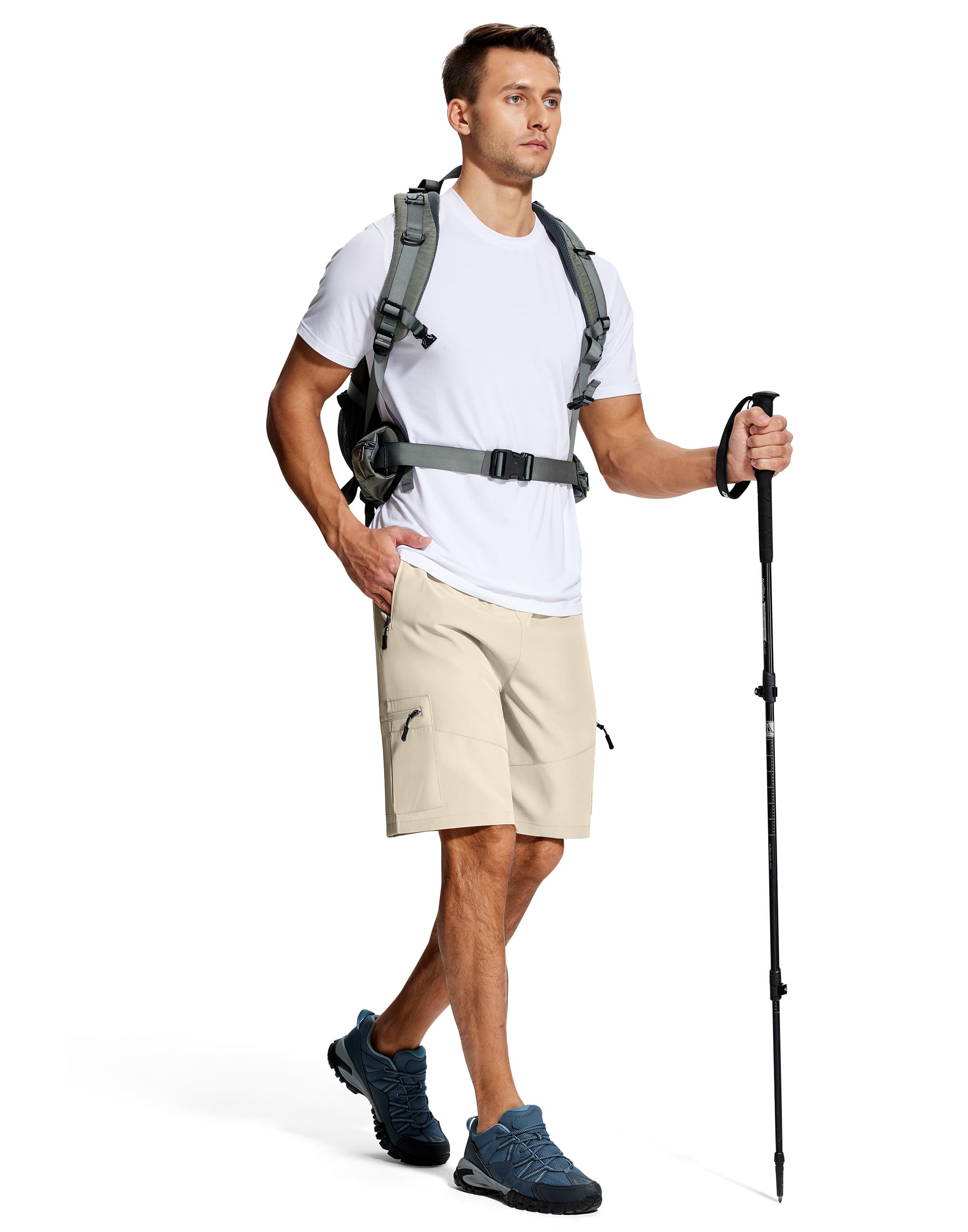 SERAMY men's hiking shorts water-resistant material handles light moisture and splashes