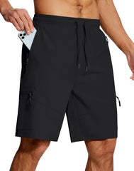 SERAMY men's hiking shorts front view with zipper pockets for secure storage.